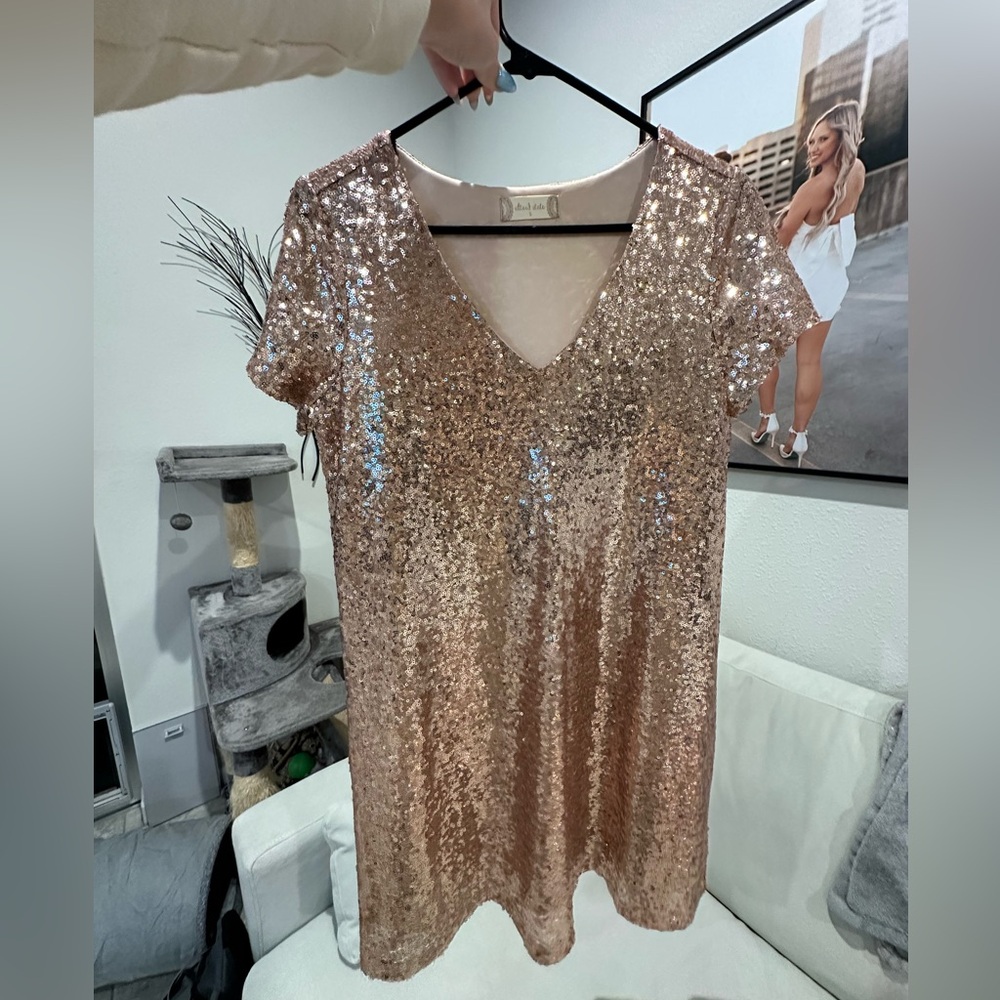 SOLD off of Poshmark: Altrd State Rose Gold Sequin Dress